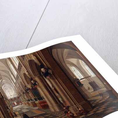 The Interior of a Gothic Cathedral with Townsfolk and Pigrims by Pieter Neeffs I