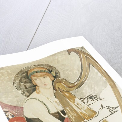 A Lady Playing a Harp by Gerda Wegener