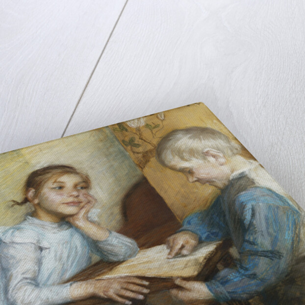 An Interior with a Boy Reading to a Girl by Maria Wiik