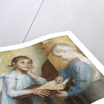 An Interior with a Boy Reading to a Girl by Maria Wiik