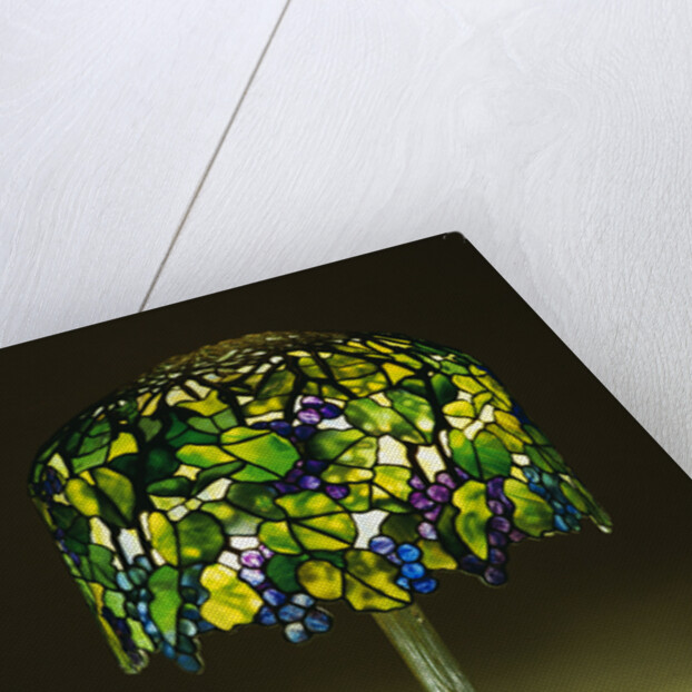 Tiffany Studios 'Grape' leaded glass and bronze table lamp by Anonymous