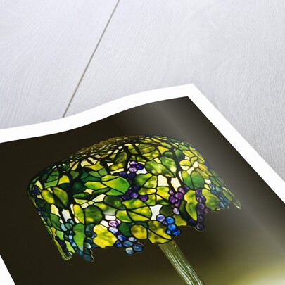 Tiffany Studios 'Grape' leaded glass and bronze table lamp by Anonymous