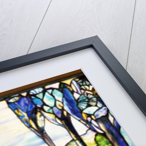 Tiffany Studios leaded glass landscape window by Anonymous
