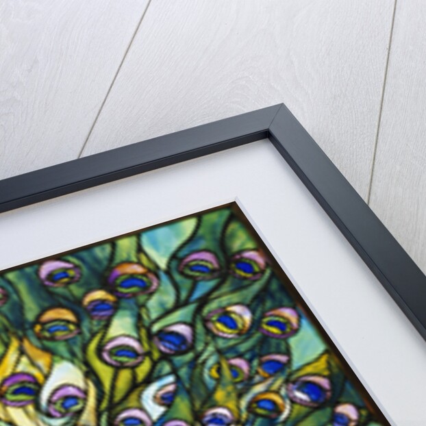 Tiffany Studios 'Peacock' leaded glass domestic window by Anonymous