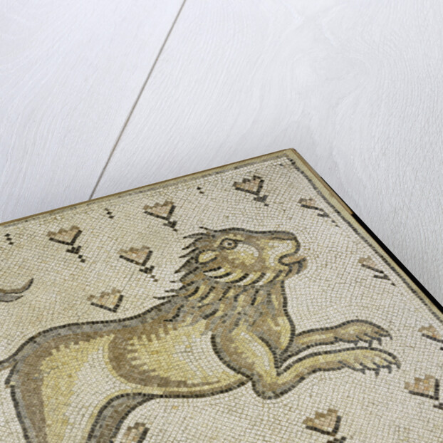 A Byzantine marble mosaic panel depicting a lion in a field of flowers by Anonymous
