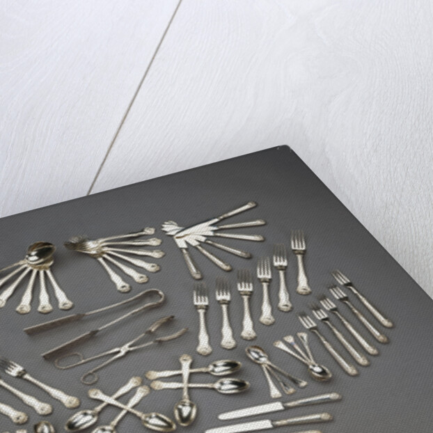 A selection of French (sandwich servers) and English (table service) silver by Anonymous