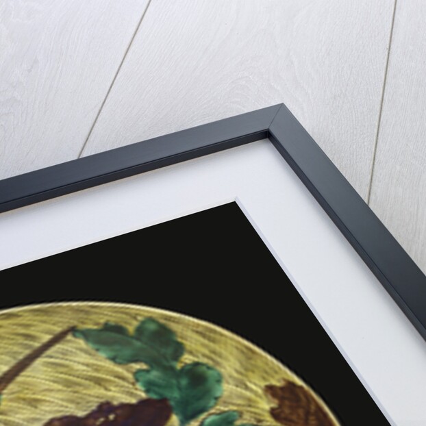 A large Ao-De Ko-Kutani dish depicting a peony by Anonymous