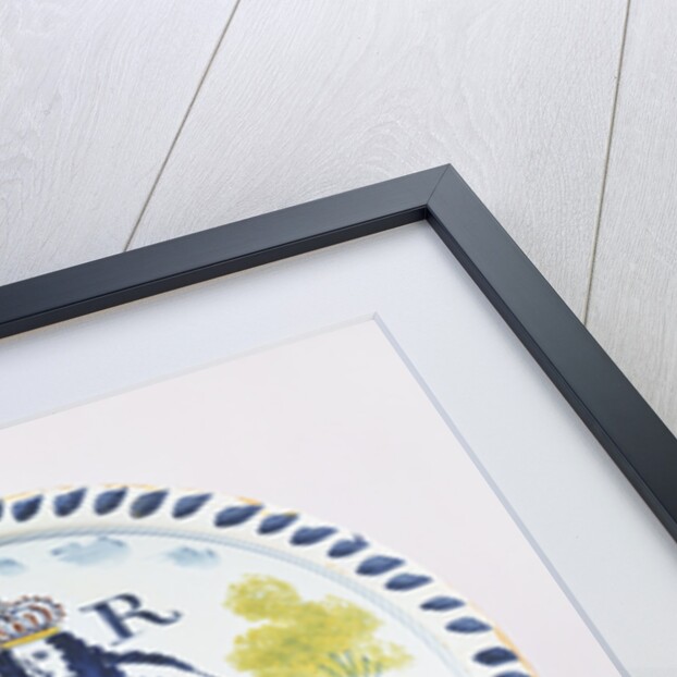 A Bristol Delft polychrome royal portrait charger painted with a full length portrait of George I in formal robes by Anonymous