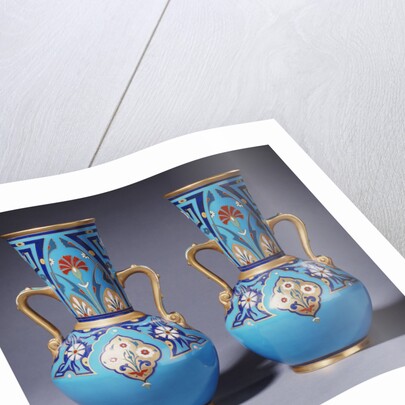 A pair of Minton twin-handled cloisonne vases by Anonymous