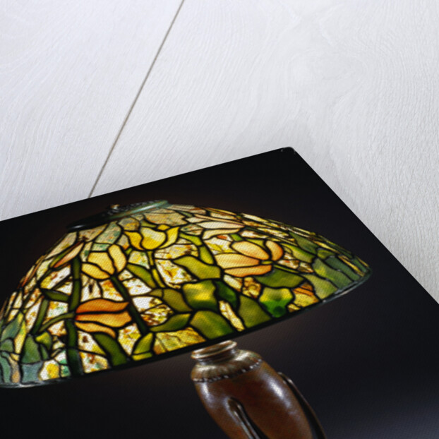 Tiffany Studios 'Tulip' leaded glass and bronze table lamp by Anonymous