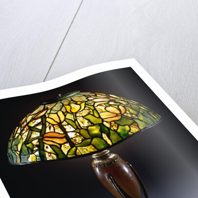 Tiffany Studios 'Tulip' leaded glass and bronze table lamp by Anonymous