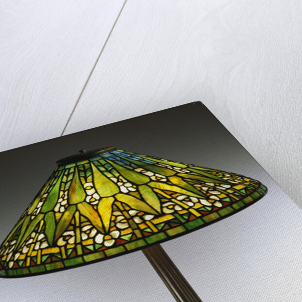 Tiffany Studios 'Arrowroot' leaded glass and bronze table lamp by Anonymous