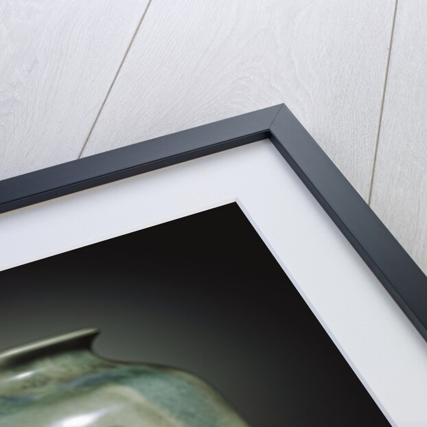 An earthenware vase depicting hyacinths and leafage in shades of ivory and green by Anonymous