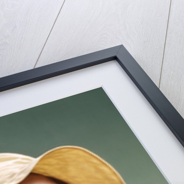 1970s Smiling Young Woman Wearing Yellow Floppy Brim Hat And Blouse With Pink Beads Looking At Camera by Anonymous