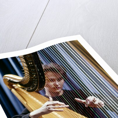 1960 1960s Retro Harp Musician Woman Strings by Anonymous