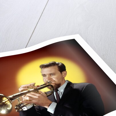 1950s 1960s Bearded Man Playing Trumpet by Anonymous