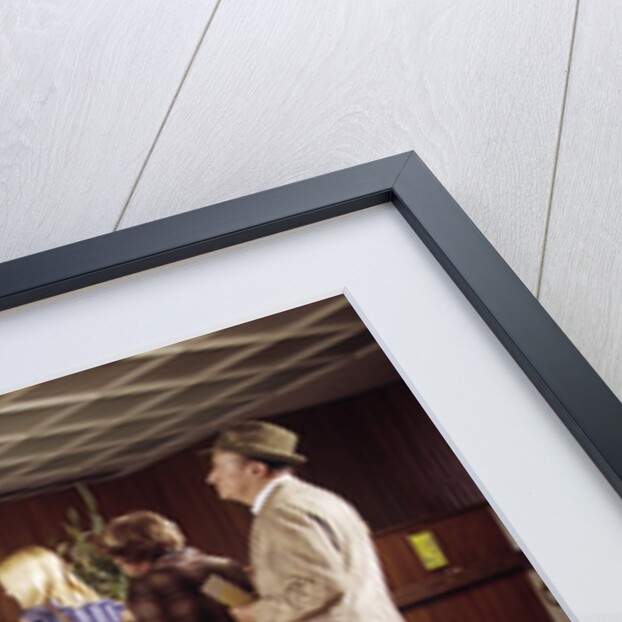 1970s Men Women Children Waiting In A Line In Bank For A Teller by Anonymous