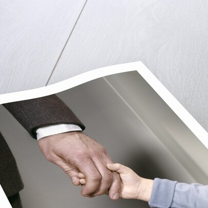 1960s Adult Man Hand Holding That Of Small Child Toddler Father Young Old Safety Protection Guidance Retro by Anonymous