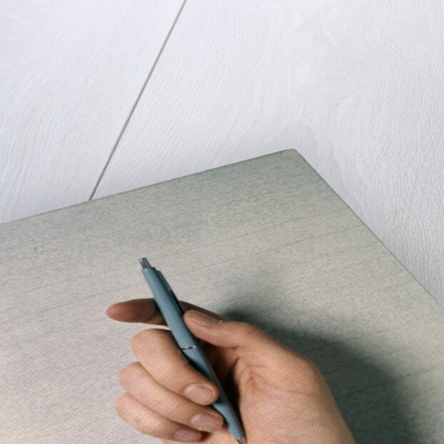 1970s Male Hand Holding Ball Point Ink Pen by Anonymous