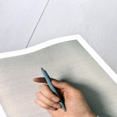 1970s Male Hand Holding Ball Point Ink Pen by Anonymous