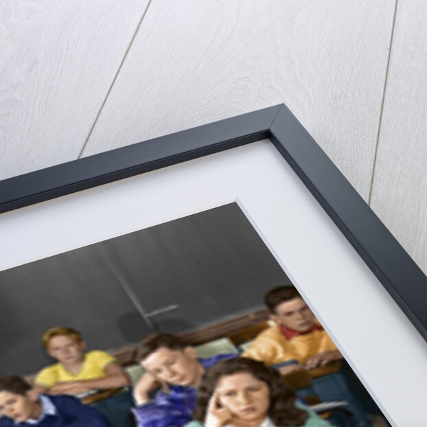 1950s High School Classroom Of Bored Sleepy Students Sitting At Desks by Anonymous