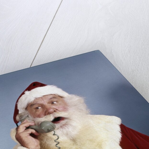 1960s Santa Claus Talking On Telephone Retro by Anonymous