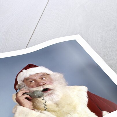 1960s Santa Claus Talking On Telephone Retro by Anonymous
