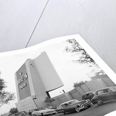 1950s Cars In Traffic Jam Leaving Entering Drive-in Theatre by Anonymous