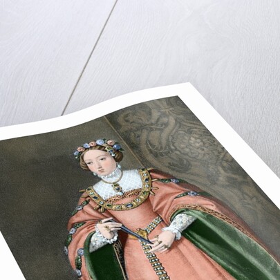 Maria Manuela of Portugal (1527-1545). Colored engraving by Anonymous