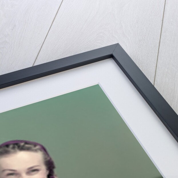 1940s Portrait Smiling Woman Wearing Green Velvet Bathing Suit Posing Leaning On Diving Board by Anonymous