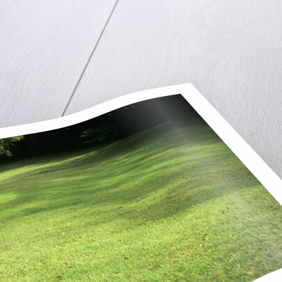 1980s Little Girl With A Red Balloon Running In The Grass by Anonymous