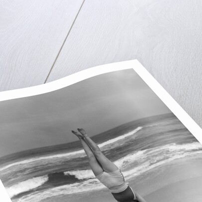 1930s Woman Doing Handstand On Beach Upside Down Exercise by Anonymous