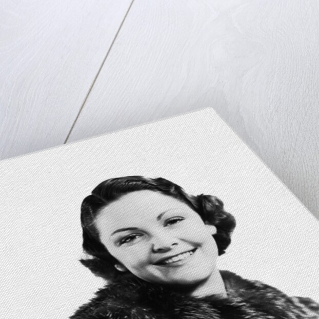 1930s 1940s Portrait Smiling Woman Wearing Fur Coat Looking At Camera by Anonymous