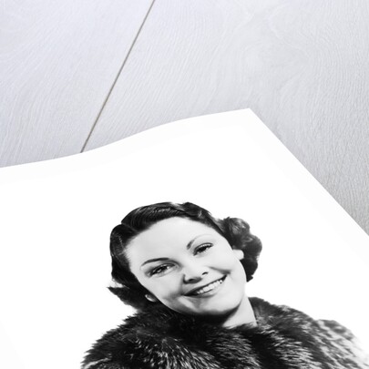 1930s 1940s Portrait Smiling Woman Wearing Fur Coat Looking At Camera by Anonymous