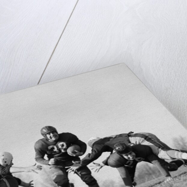 1940s 1950s Five Young Men Wearing Leather Helmets And Uniforms Playing Football by Anonymous