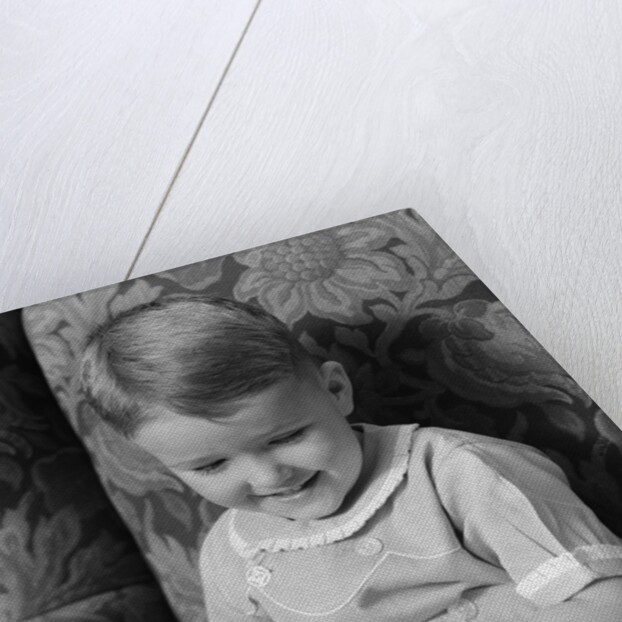 1930s 1940s Little Boy Sitting On Chair Reading Picture Book by Anonymous