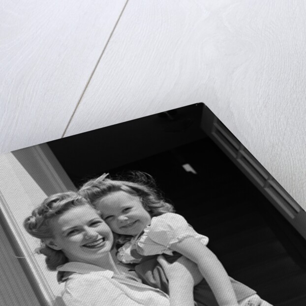1940s Portrait Woman Mother Holding Girl Daughter Smiling Looking At Camera by Anonymous