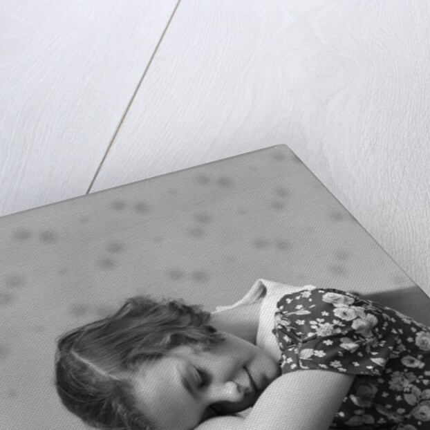 1930s Teenage Girl Sleeping Head Resting On Table Desk While Studying by Anonymous