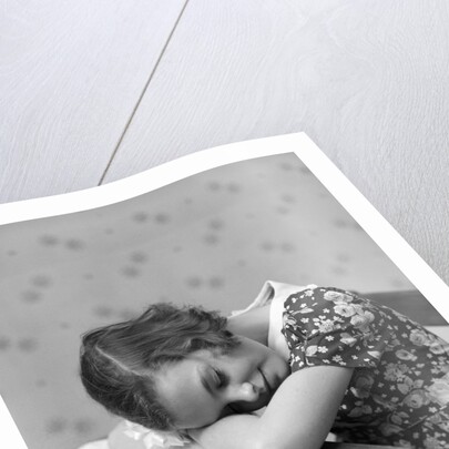 1930s Teenage Girl Sleeping Head Resting On Table Desk While Studying by Anonymous