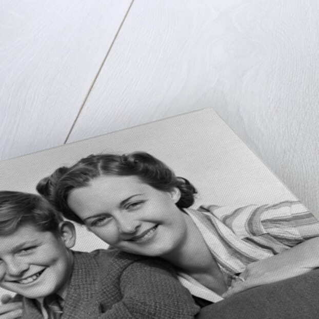 1940s Portrait Woman Mother Hugging Boy Son Smiling Looking At Camera by Anonymous