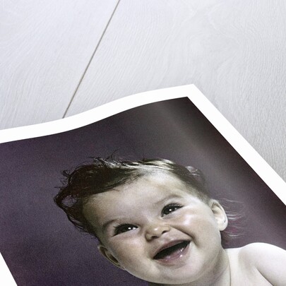 1940s 1950s Baby Head Shoulders Smiling Laughing Happy by Anonymous