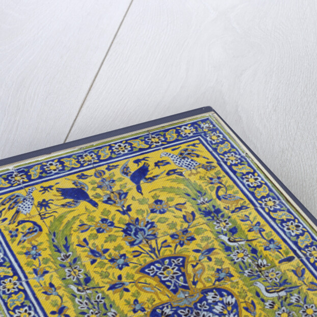 A Qajar cuerda seca tile panel comprising twenty tiles by Anonymous