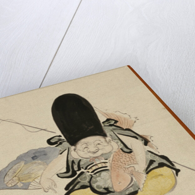 Ebisu dancing with a poem by Hakuin Ekaku