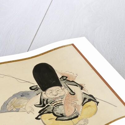Ebisu dancing with a poem by Hakuin Ekaku
