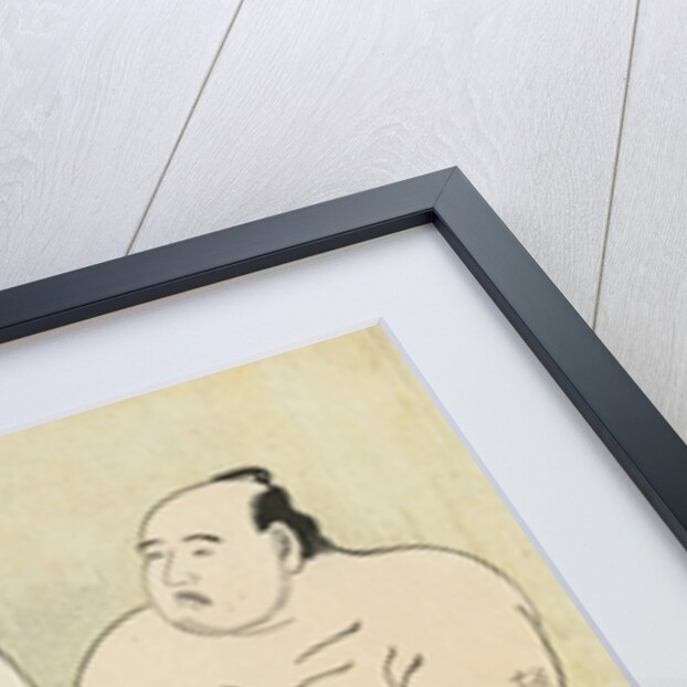 Full-length portraits of the wrestlers Fudenoumi of the Eastern Group on the right and Kashiwado of the Western group on the left by Katsukawa Shunsho