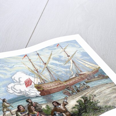 Pedro de Valdivia (ca. 1500- 1553). Spanish conquistador. Landing of Pedro de Valdivia on the coast by Anonymous