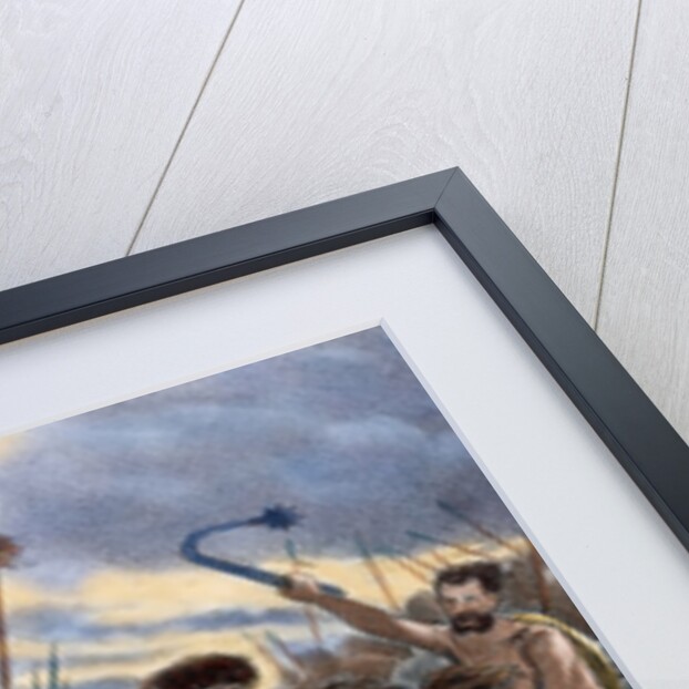 Invasion of the Iberian Peninsula by the Visigoths. Sixth century. Colored engraving. by Anonymous