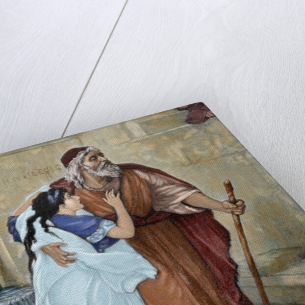 Oedipus and Antigone. Engraving by Anonymous