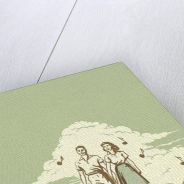 Couple Strolling on Cloud with Musical Notes by Anonymous
