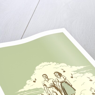 Couple Strolling on Cloud with Musical Notes by Anonymous